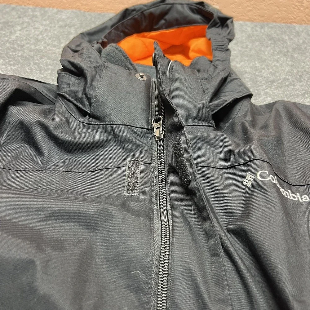 Columbia Jacket Youth Large 14/16 Black Gray Interchange Omni-Heat Hooded Winter